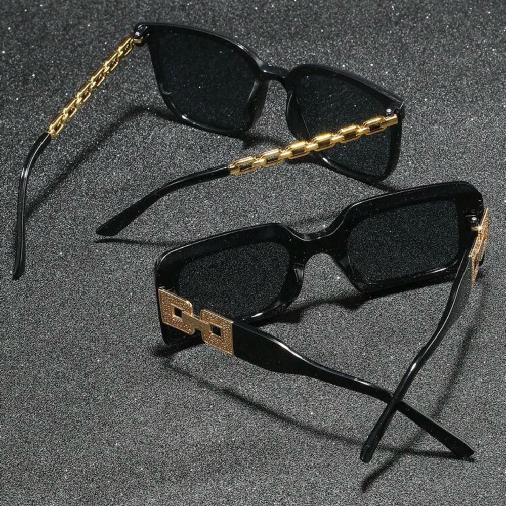 Black Sunglasses with Gold Accents